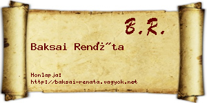 Baksai Renáta névjegykártya
